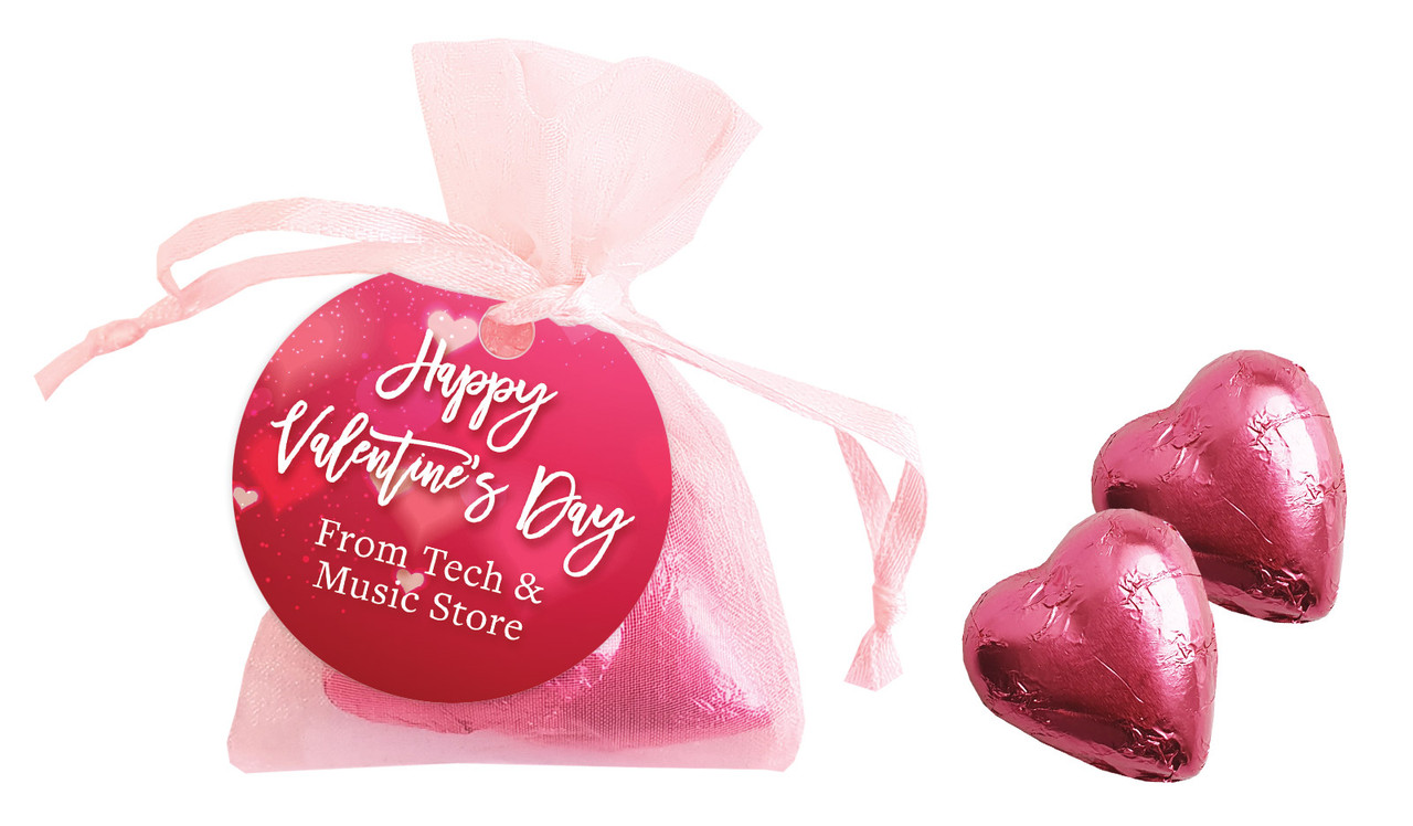 Heart Bokeh Valentines Day Personalised Organza Bag In Pink