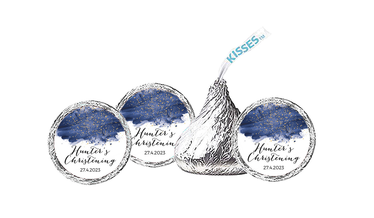 Watercolour Confetti Custom Christening Hersheys Kisses