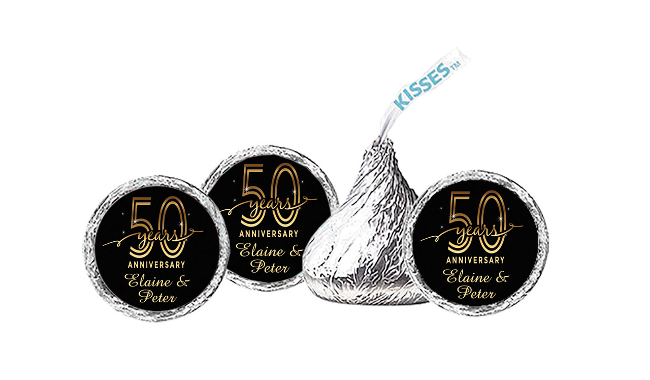 Big Number Gold Anniversary Personalised Hersheys Kisses