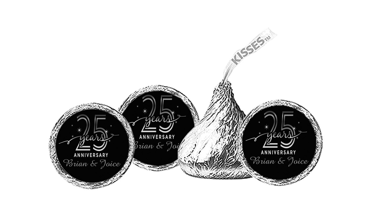 Big Number Silver Anniversary Personalised Hersheys Kisses