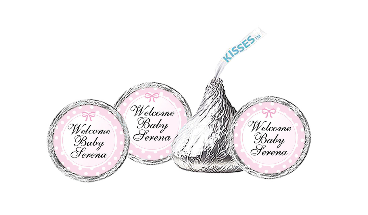 Polkadot Pink Birth Announcement Personalised Hersheys Kisses
