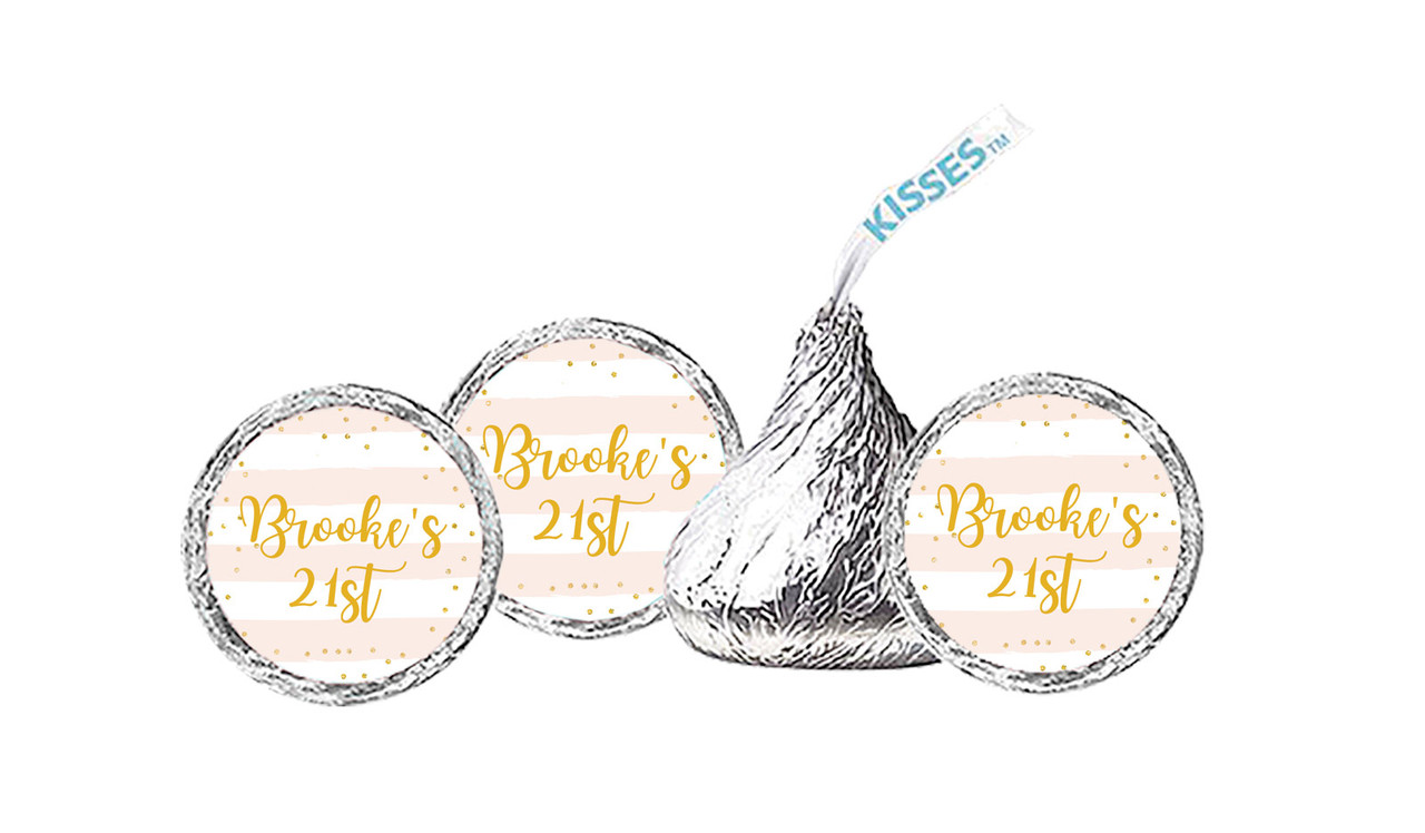 Striped Gold Confetti Personalised Hersheys Kisses