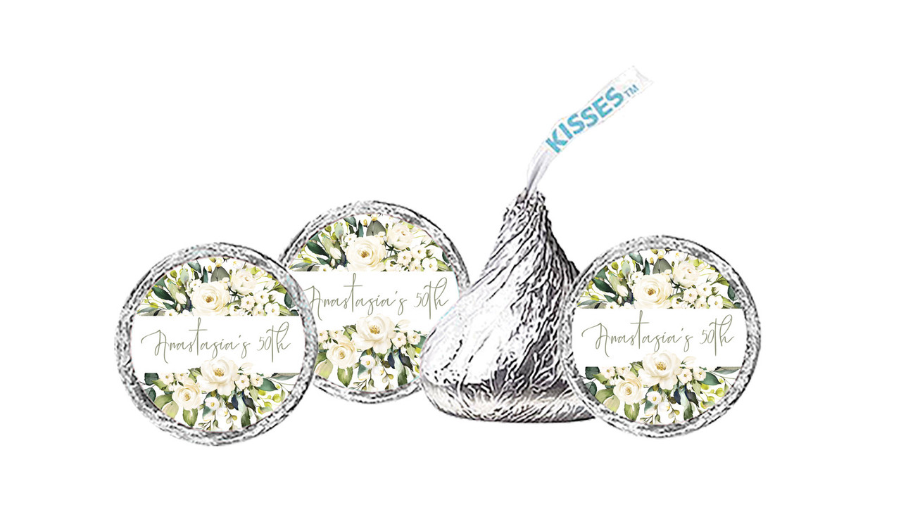White Roses Personalised Hersheys Kisses