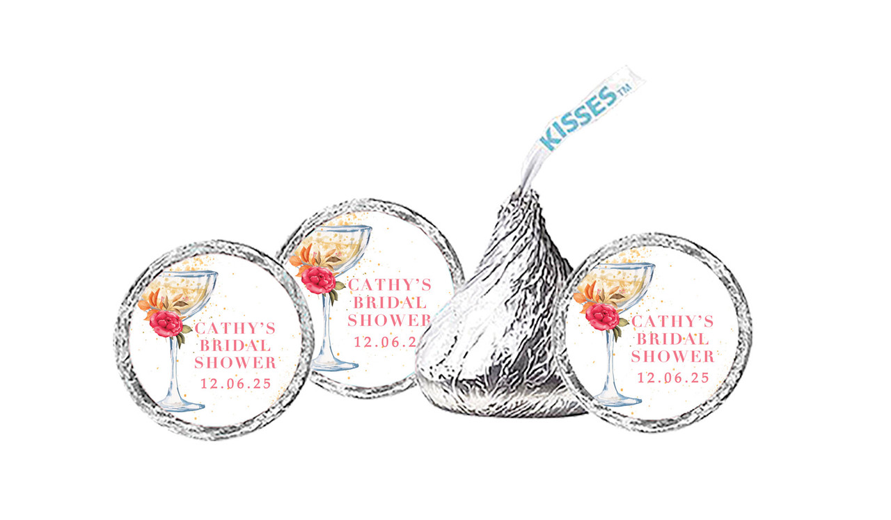 Floral Glass Bridal Shower Personalised Hersheys Kisses