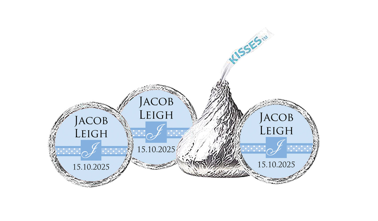 Initial Blue Christening Personalised Hersheys Kisses