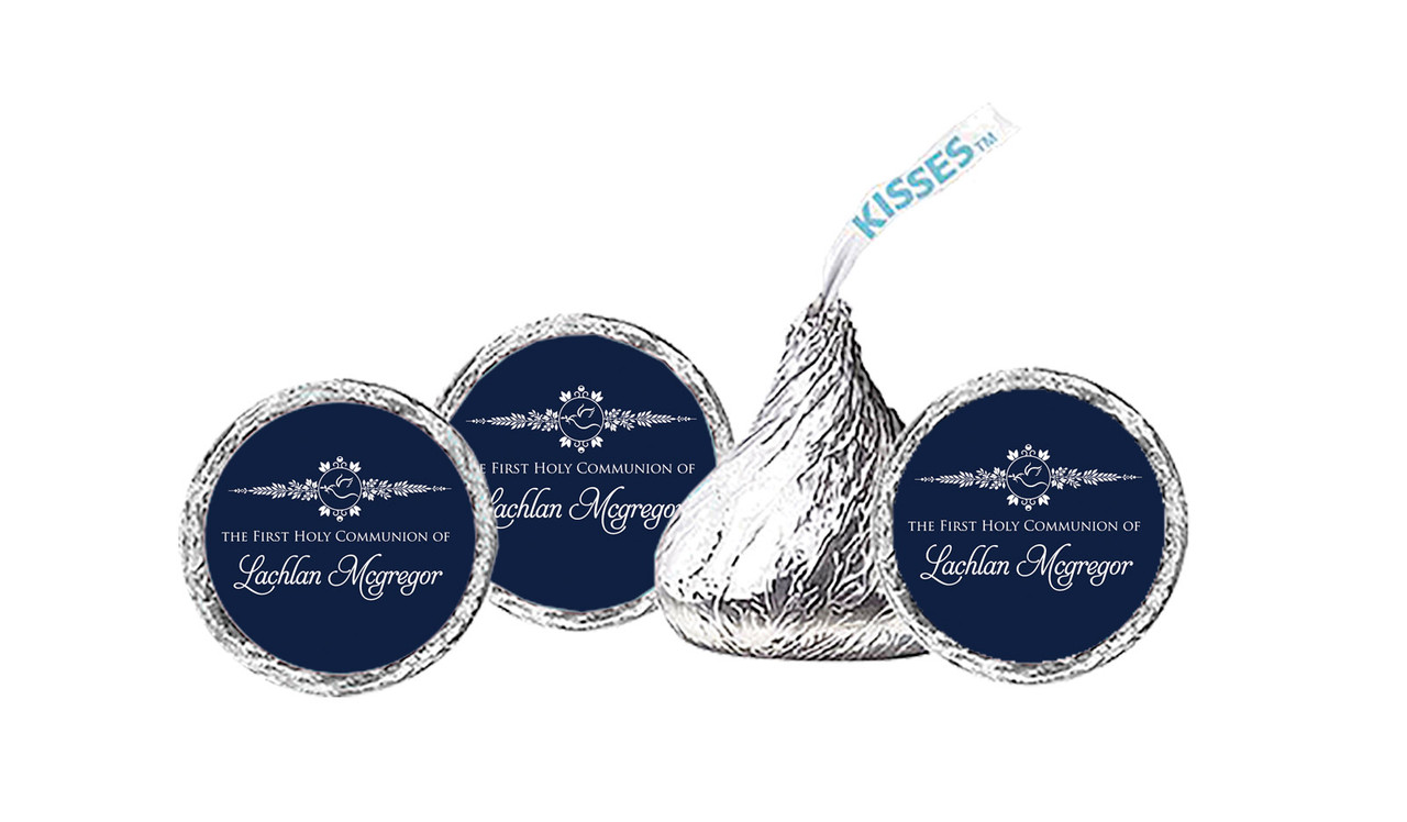 Dove Crest Blue Communion Personalised Hersheys Kisses