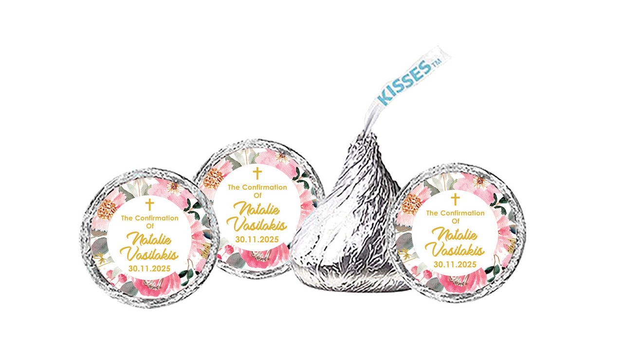 Pink Garden Confirmation Personalised Hersheys Kisses