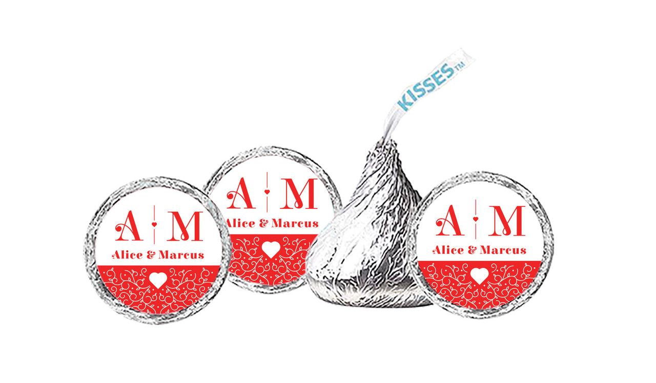 Ornamental Monogram Engagement Personalised Hersheys Kisses