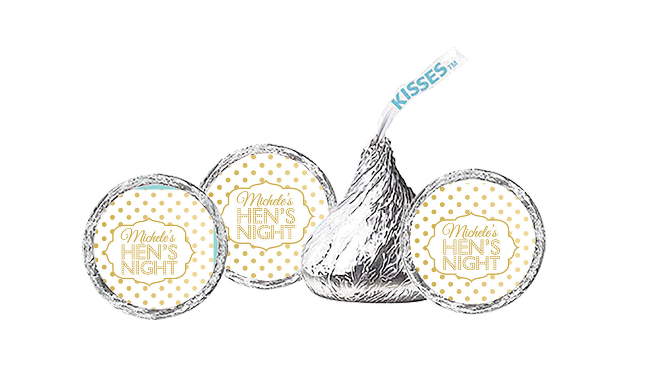 Gold Polkadot Hens Night Personalised Hersheys Kisses