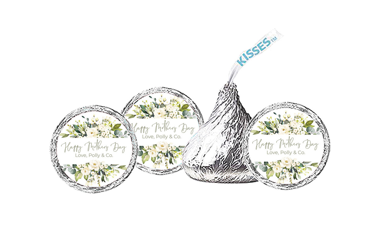 White Roses Mothers Day Personalised Hersheys Kisses