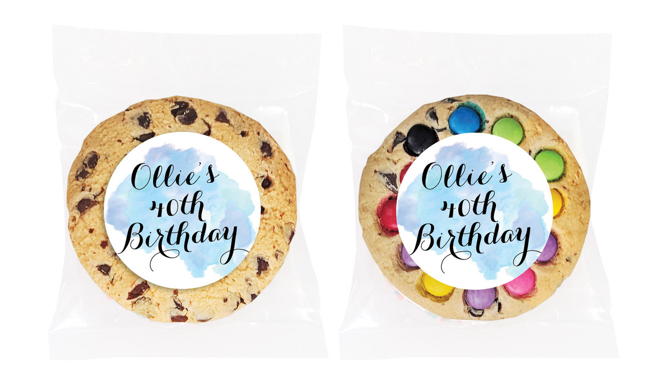 A Splash Of Water Colour Blue Personalised Cookie