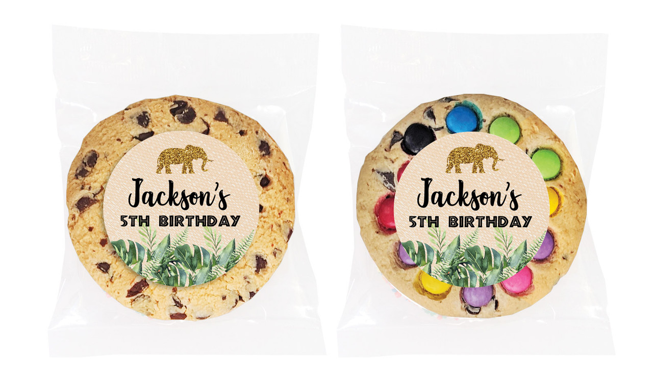 Jungle Gold Birthday Personalised Cookie