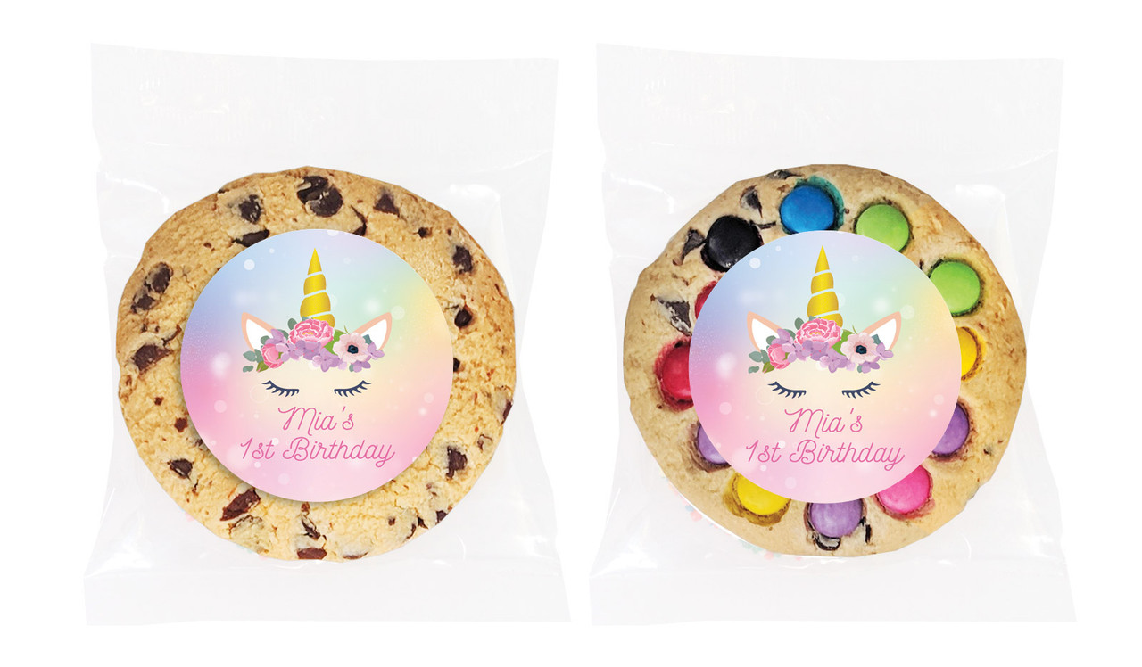 Sparkle Unicorn Birthday Personalised Cookie
