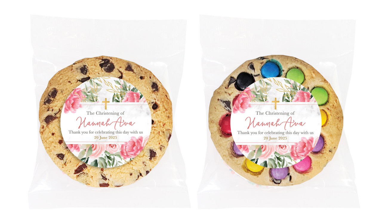 Magnificent Floral Christening Personalised Cookie