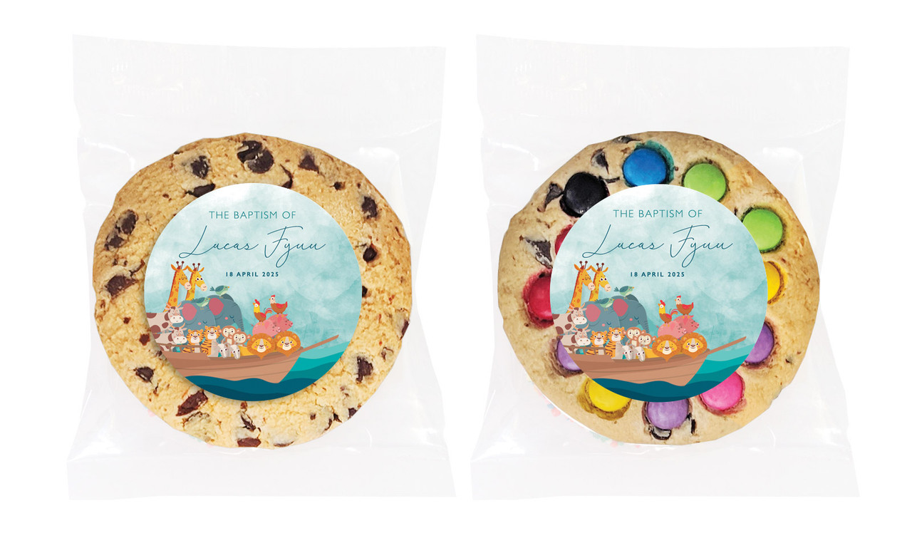 Noahs Ark Christening Personalised Cookie