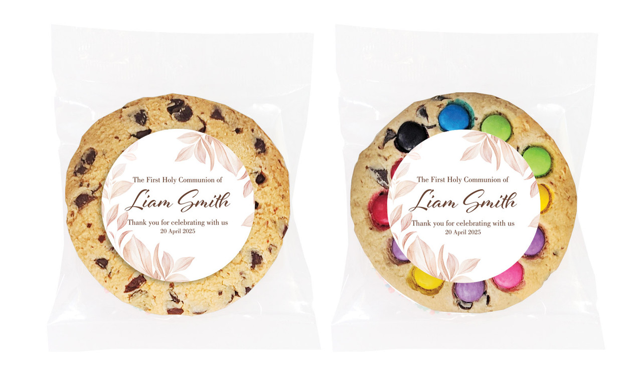 Natural Leaves Communion Personalised Cookie