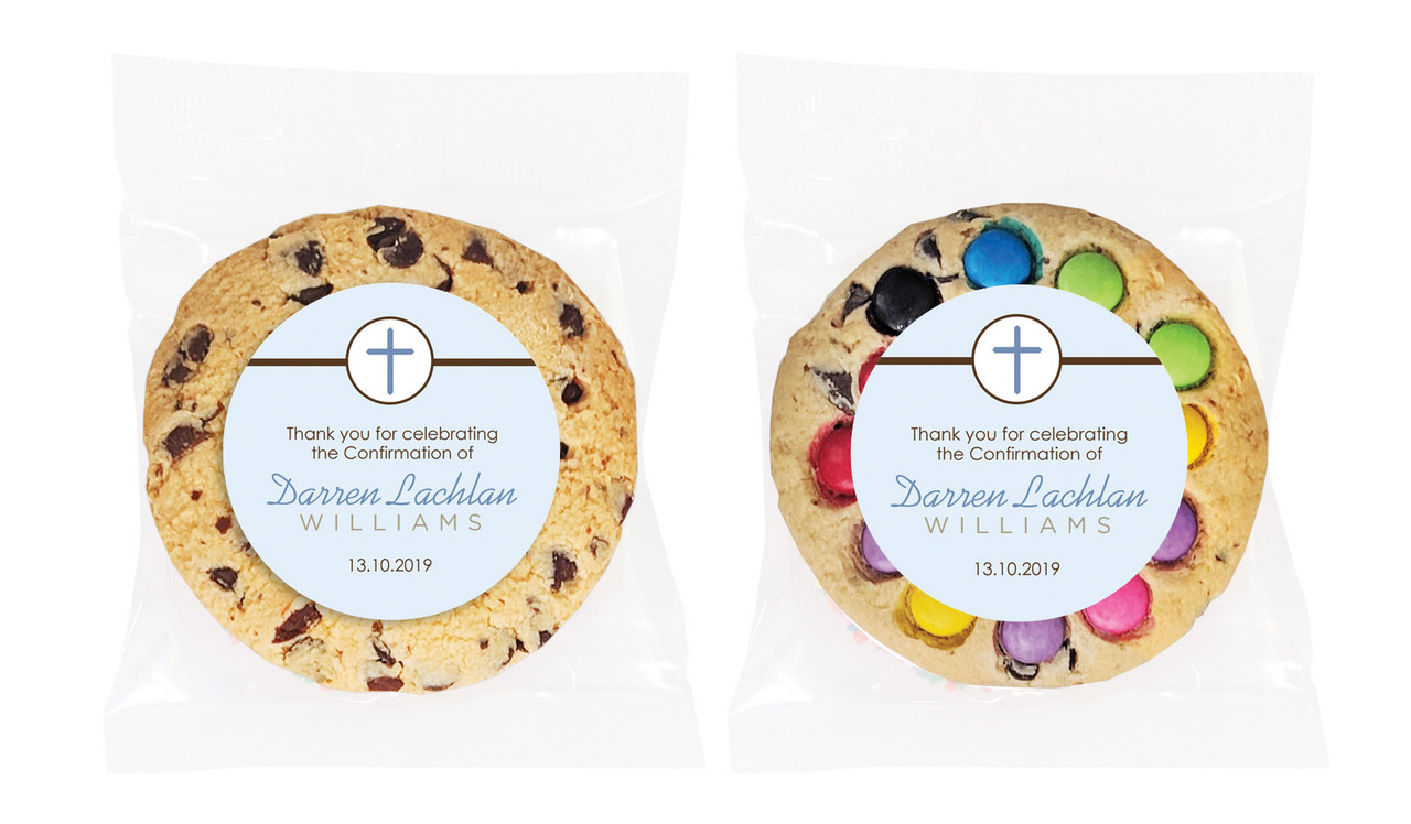 Cross Blue Confirmation Personalised Cookie