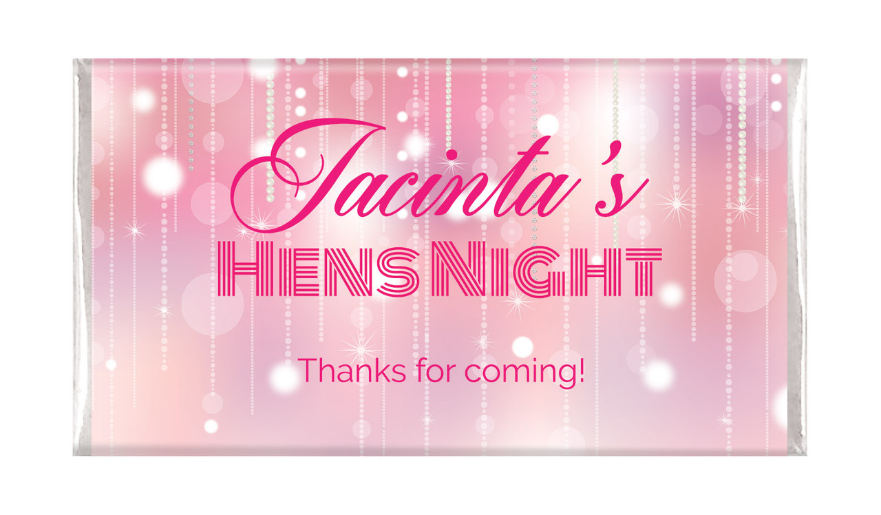 Pink Glam Hens Night Personalised Chocolates