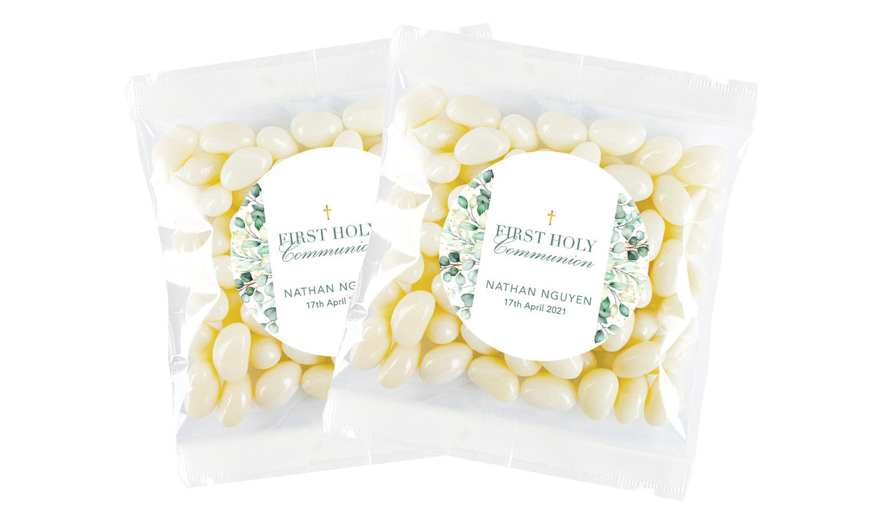 Eucalyptus Watercolour Communion Personalised Lolly Bag