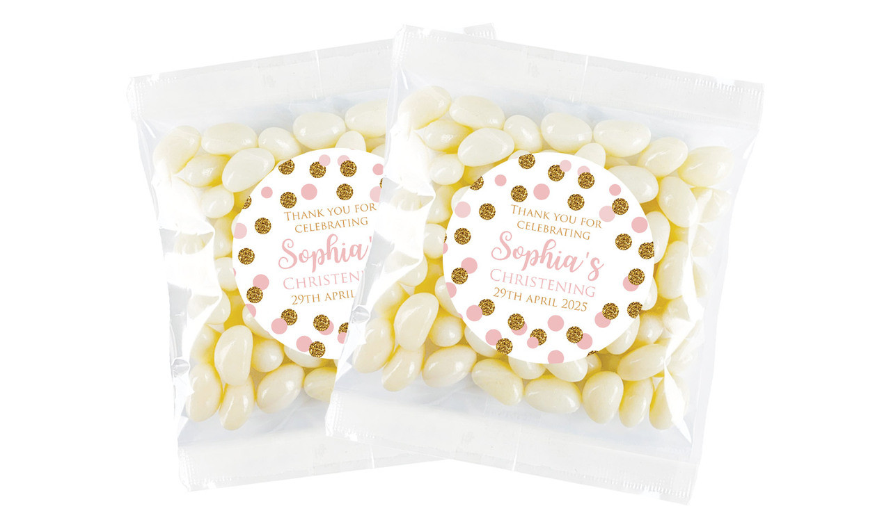 Confetti Pink Christening Personalised Lolly Bag