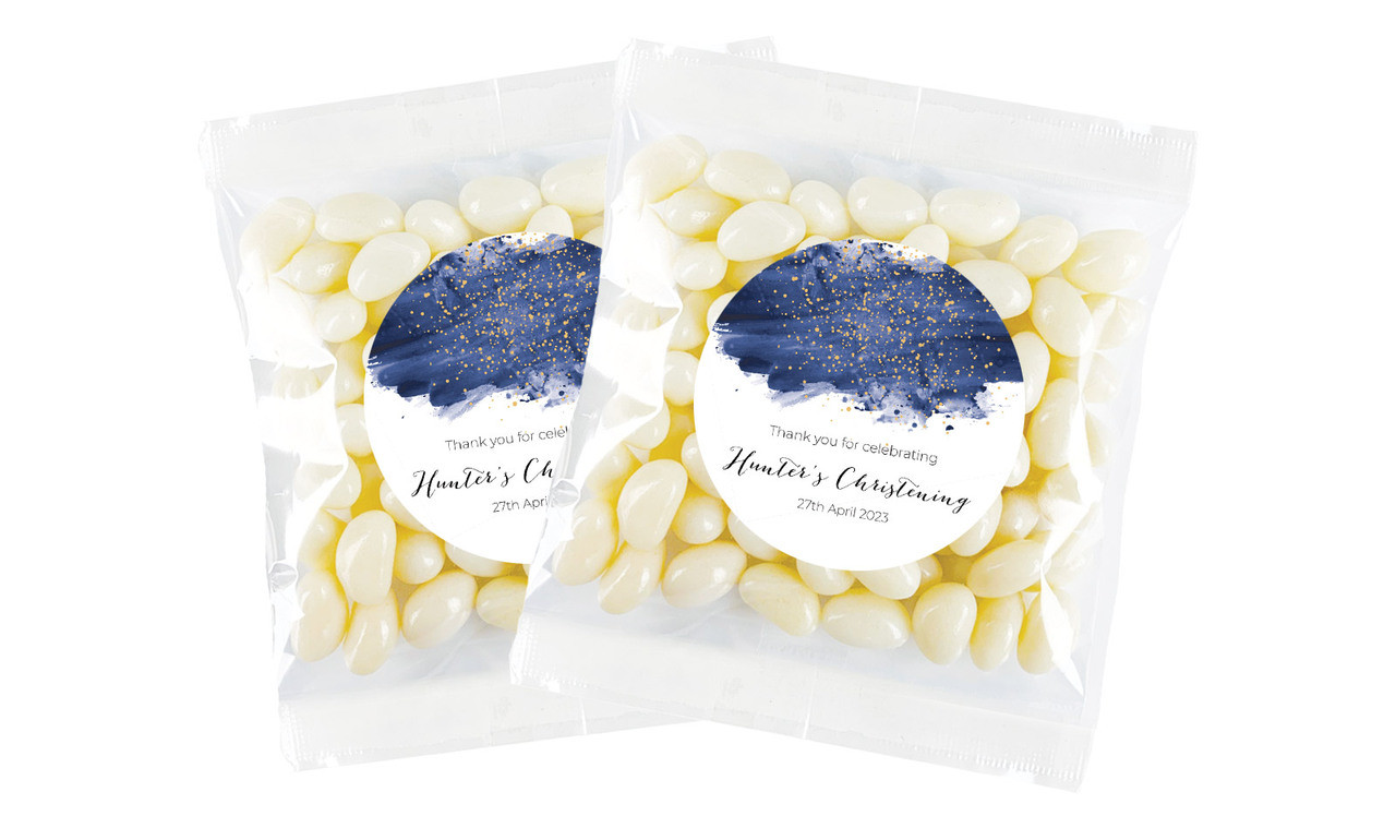 Watercolour Confetti Christening Personalised Lolly Bag