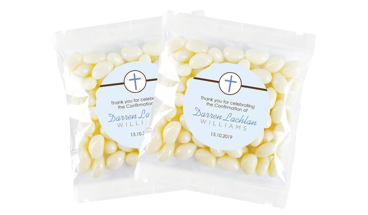 Cross Blue Confirmation Personalised Lolly Bag