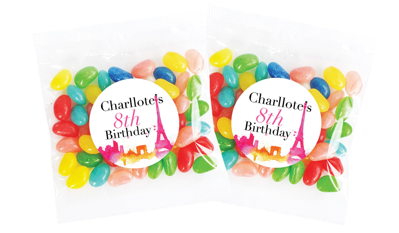 Paris Watercolour Personalised Lolly Bag Favour - Australia's #1 Kids Party Supplies