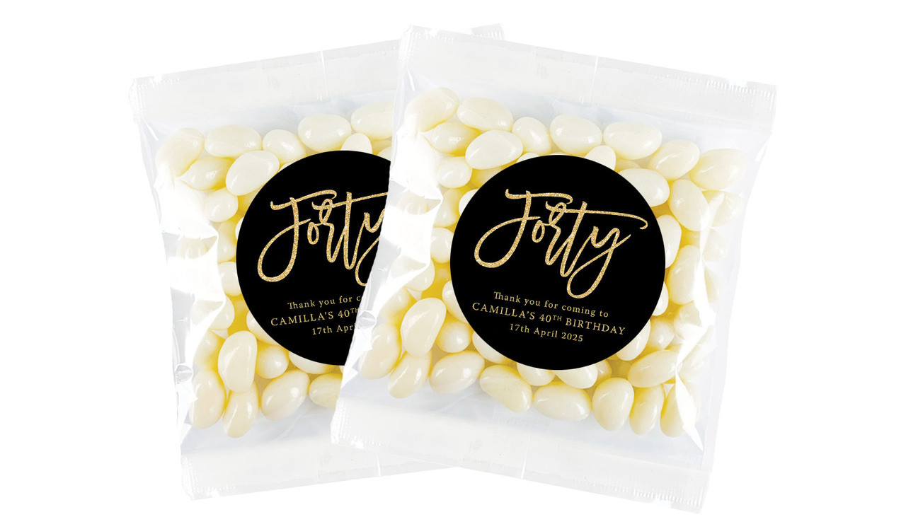 40th Black Personalised Lolly Bag