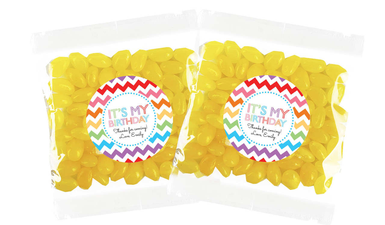 Chevron Rainbow Birthday Personalised Lolly Bag (Choice Of Fillings)