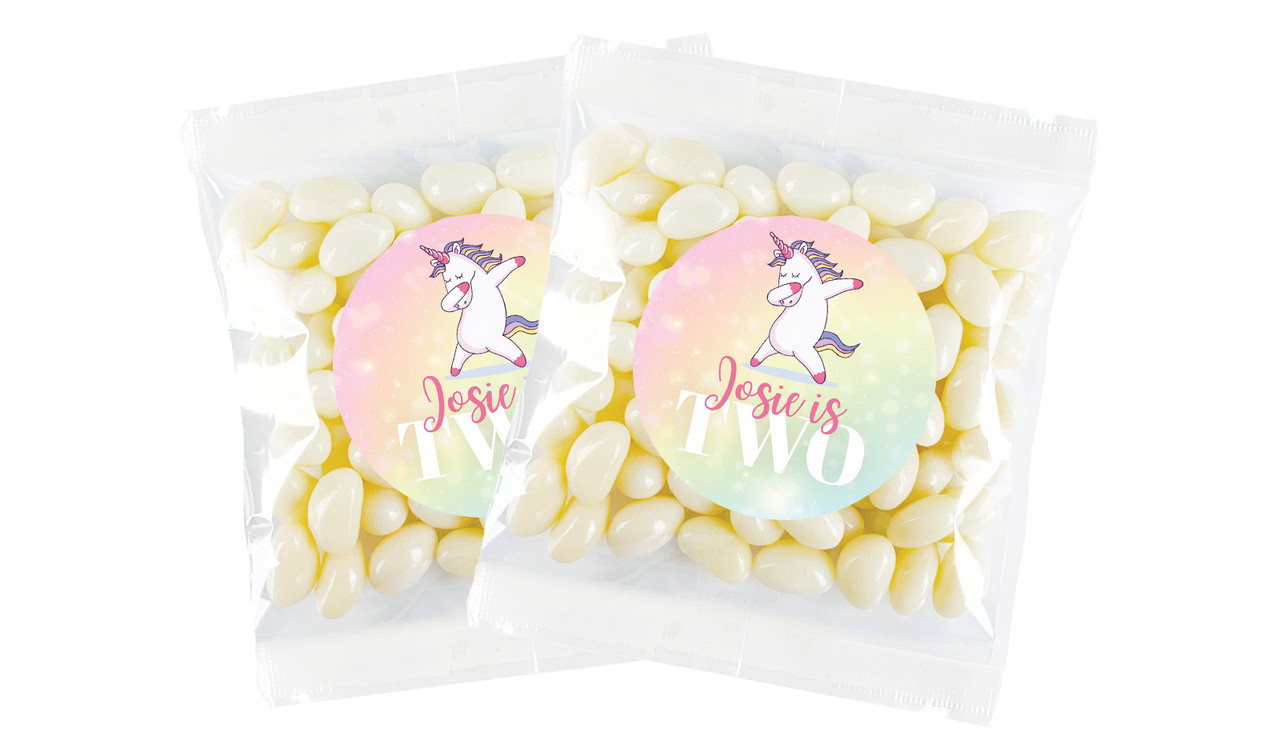 Unicorn Dabbing Personalised Lolly Bag Favour - Australia's #1 Kids Party Supplies