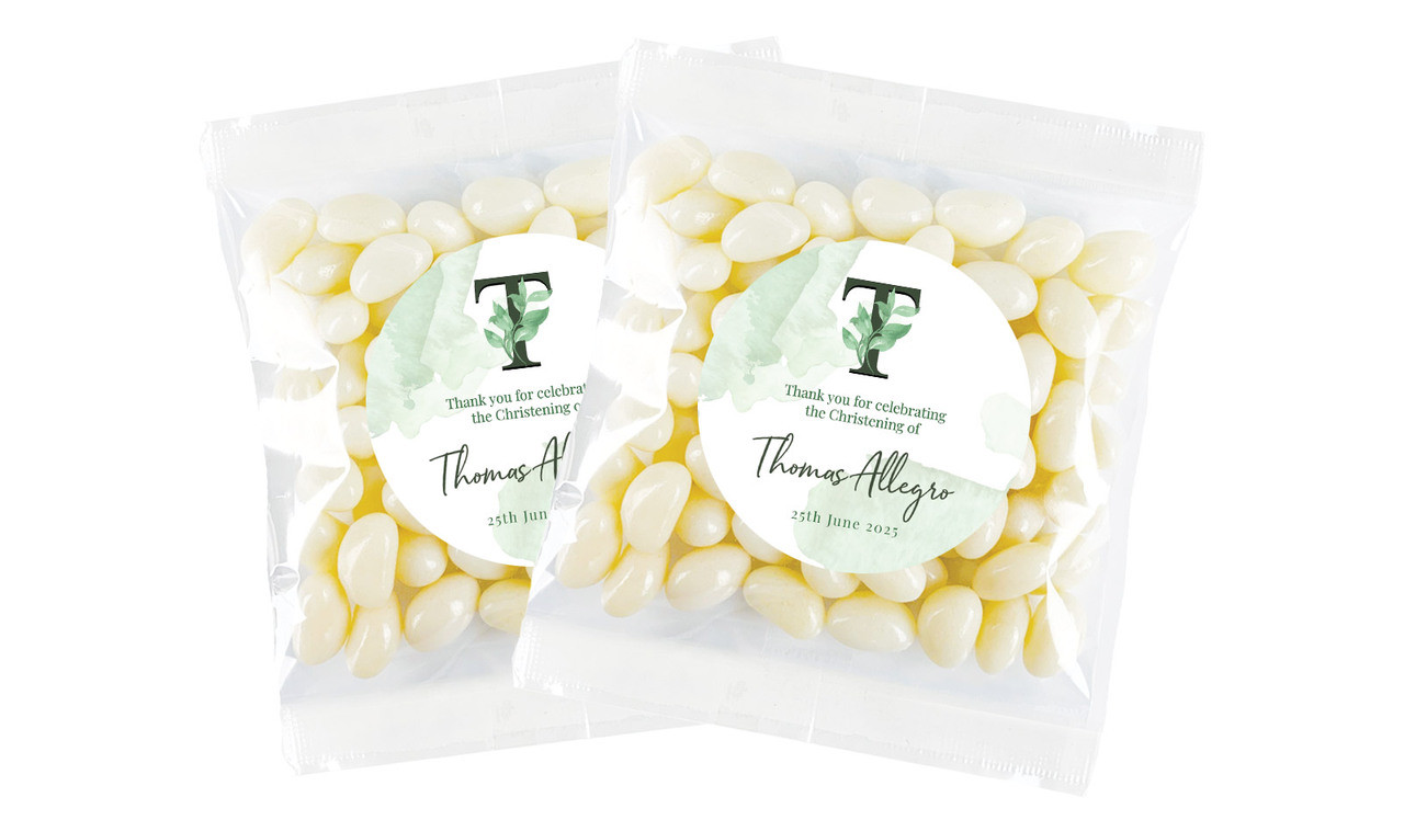 Monogram Green Christening Personalised Lolly Bag