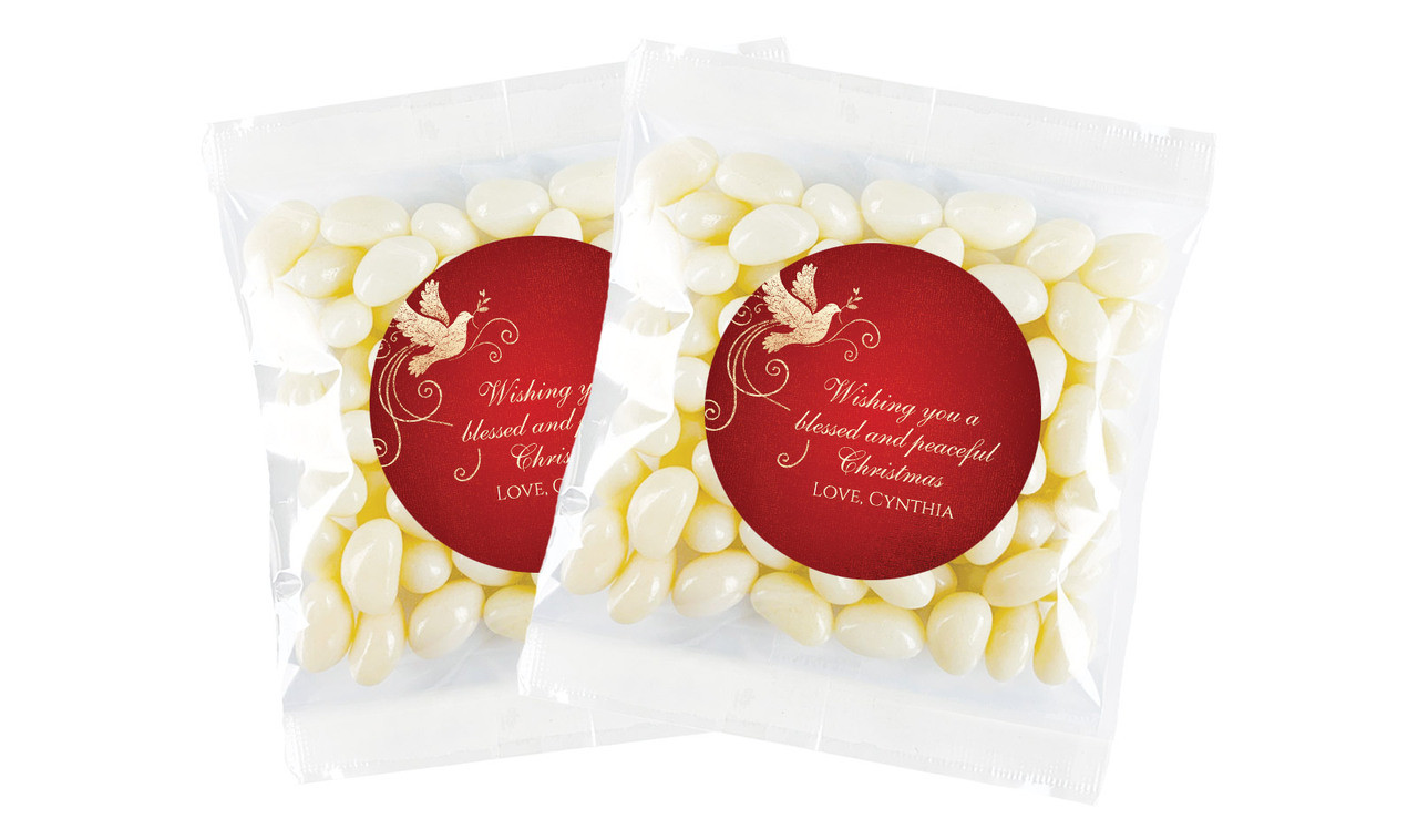 Dove In Gold Christmas Personalised Lolly Bag