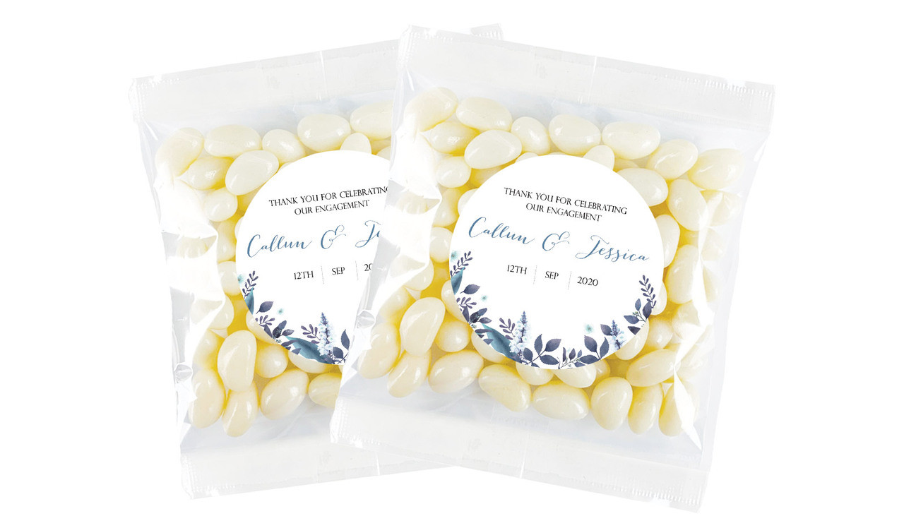 Blue Floral Engagement Personalised Lolly Bag