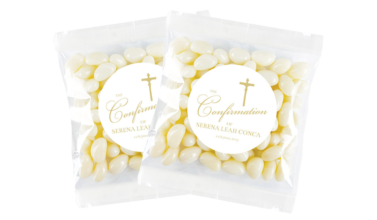 Gold Writing Confirmation Personalised Lolly Bag
