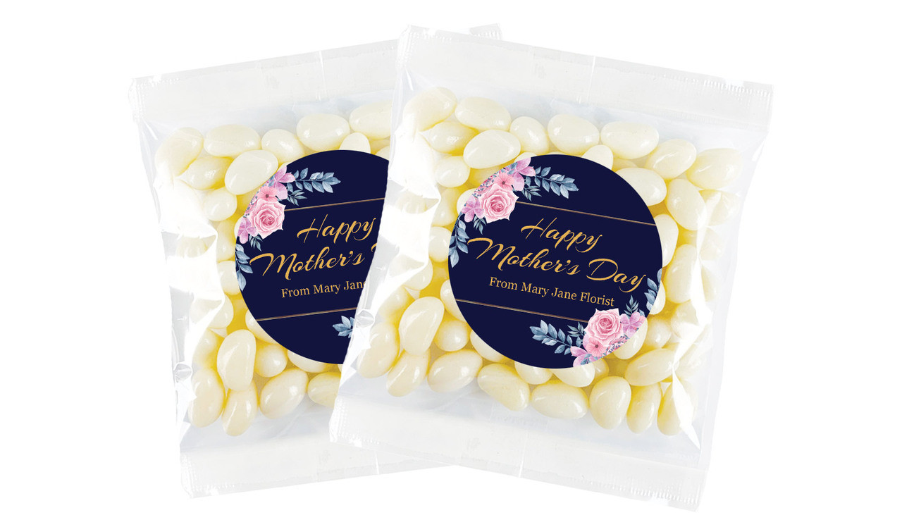 Pink Roses On Navy Mothers Day Personalised Lolly Bag