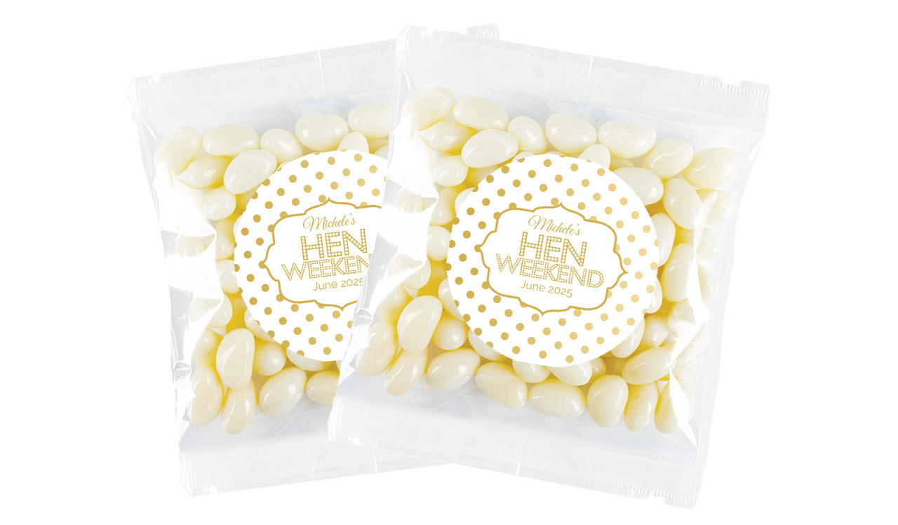 Gold Polkadot Hens Night Personalised Lolly Bag