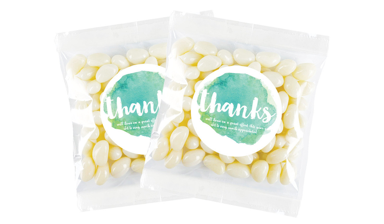 Watercolour Thanks Green Personalised Lolly Bag