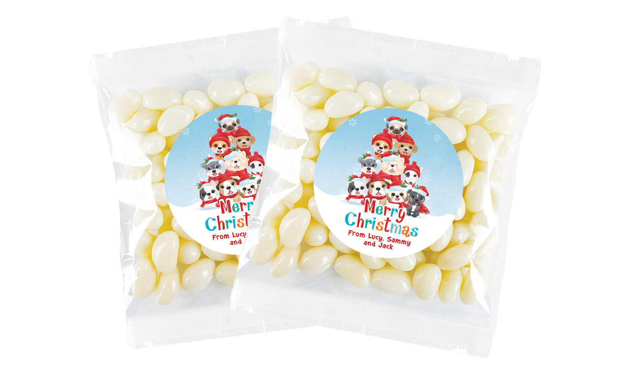 Christmas Puppies Christmas Personalised Lolly Bag