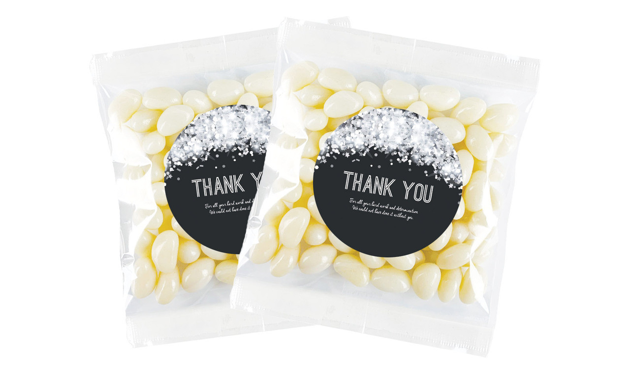 Confetti In Silver Personalised Lolly Bag