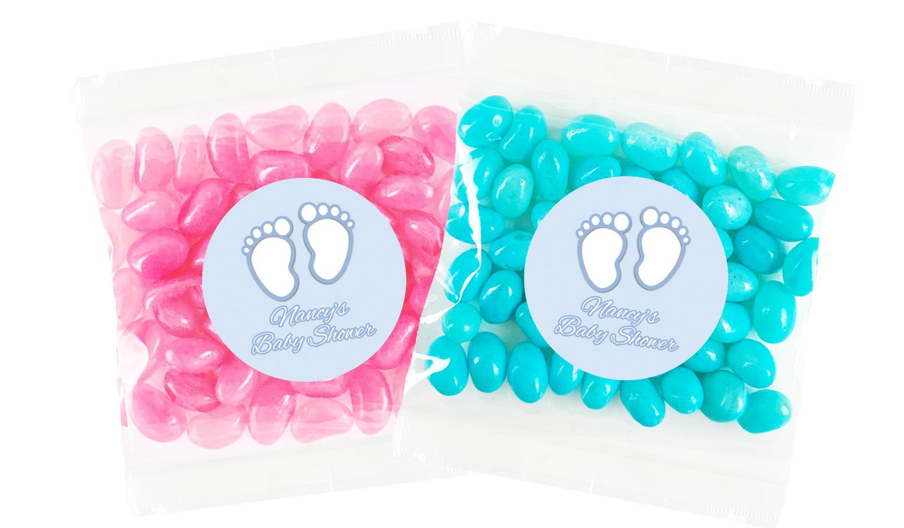 Baby Feet In Blue Personalised Lolly Bag 55g (Choice Of Filling)