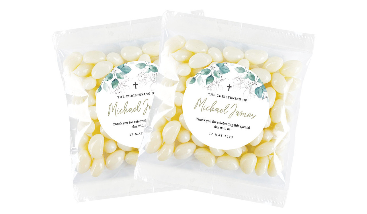 Dream Leaves Christening Personalised Lolly Bag