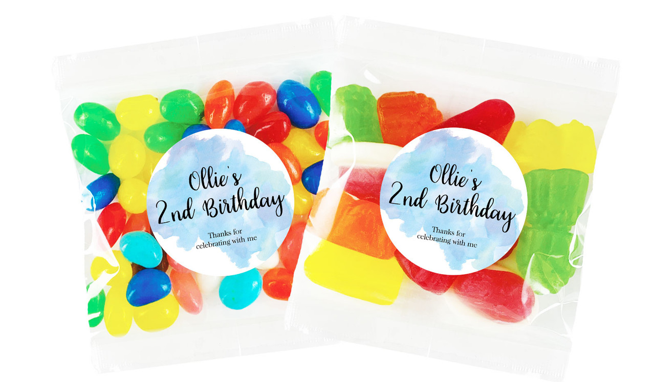 A Splash Of Watercolour Blue Birthday Personalised Lolly Bag