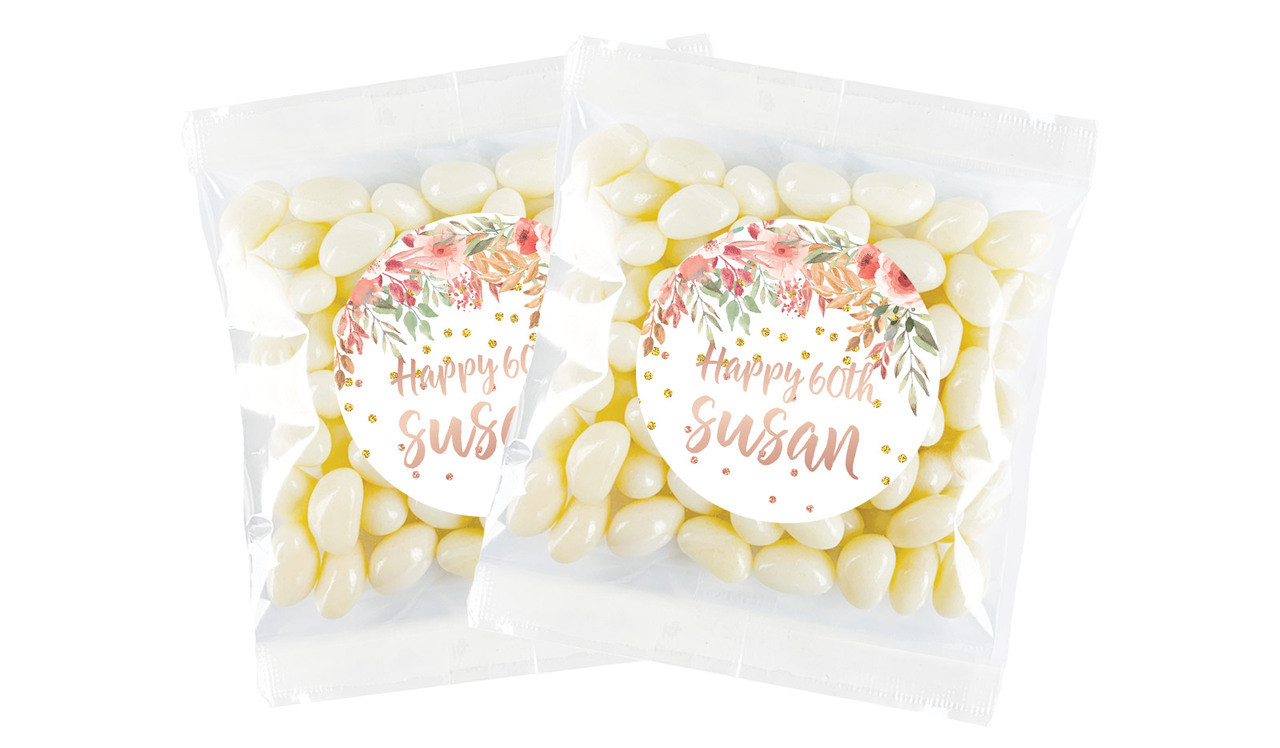 Peach Floral Personalised Lolly Bag