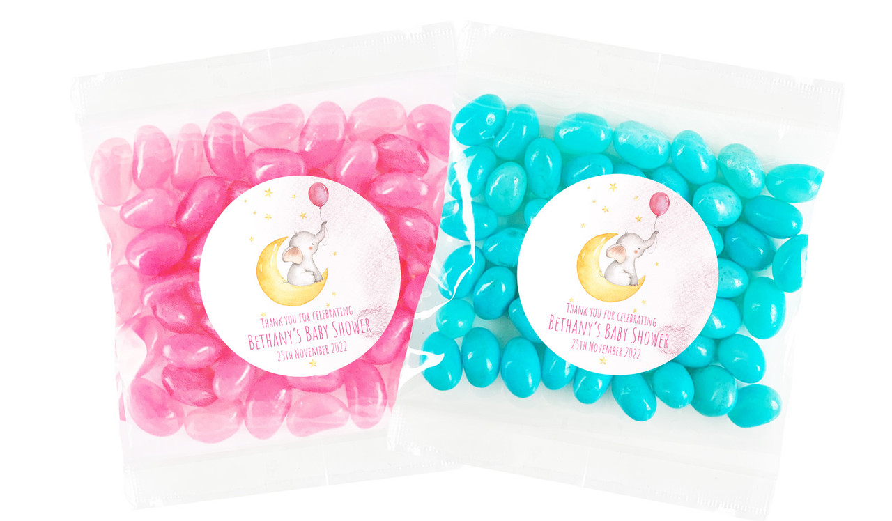 Elephant Moon Pink Personalised Lolly Bag 55g (Choice Of Filling)