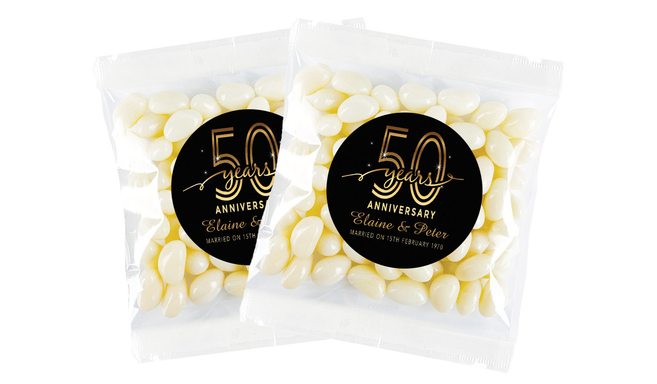 Big Number Gold Anniversary Personalised Lolly Bag