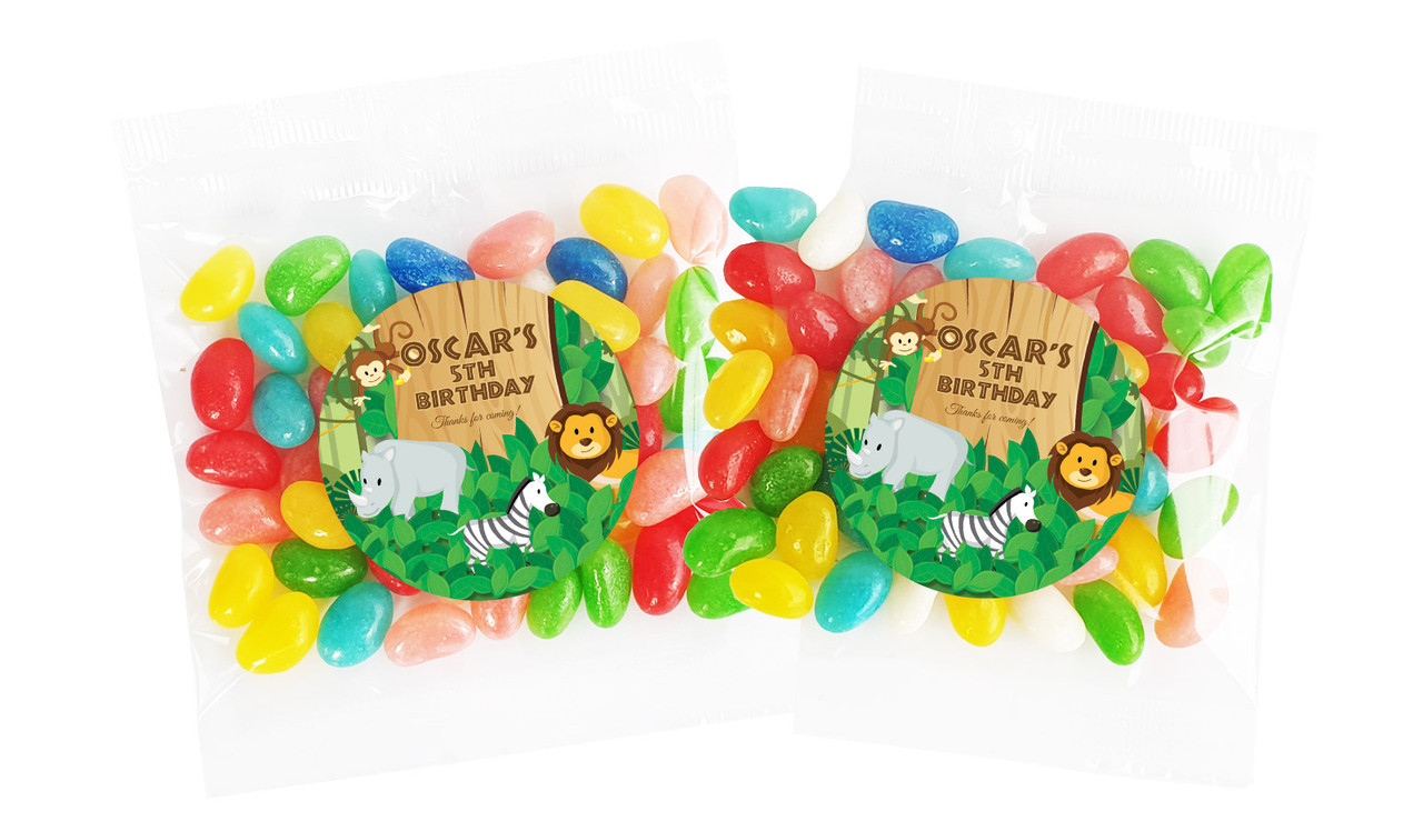 Jungle Animals Personalised Lolly Bag (Choice Of Fillings)