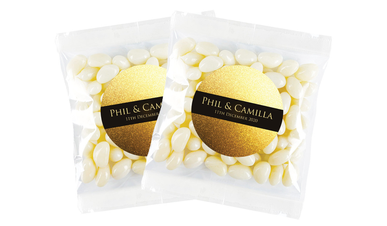 Solid Gold Personalised Jelly Bean Bag Favour