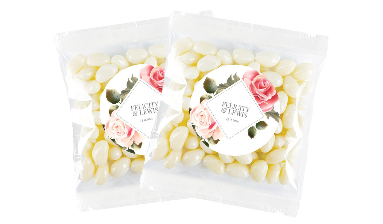 Rose Diamond Personalised Jelly Bean Bag Favour