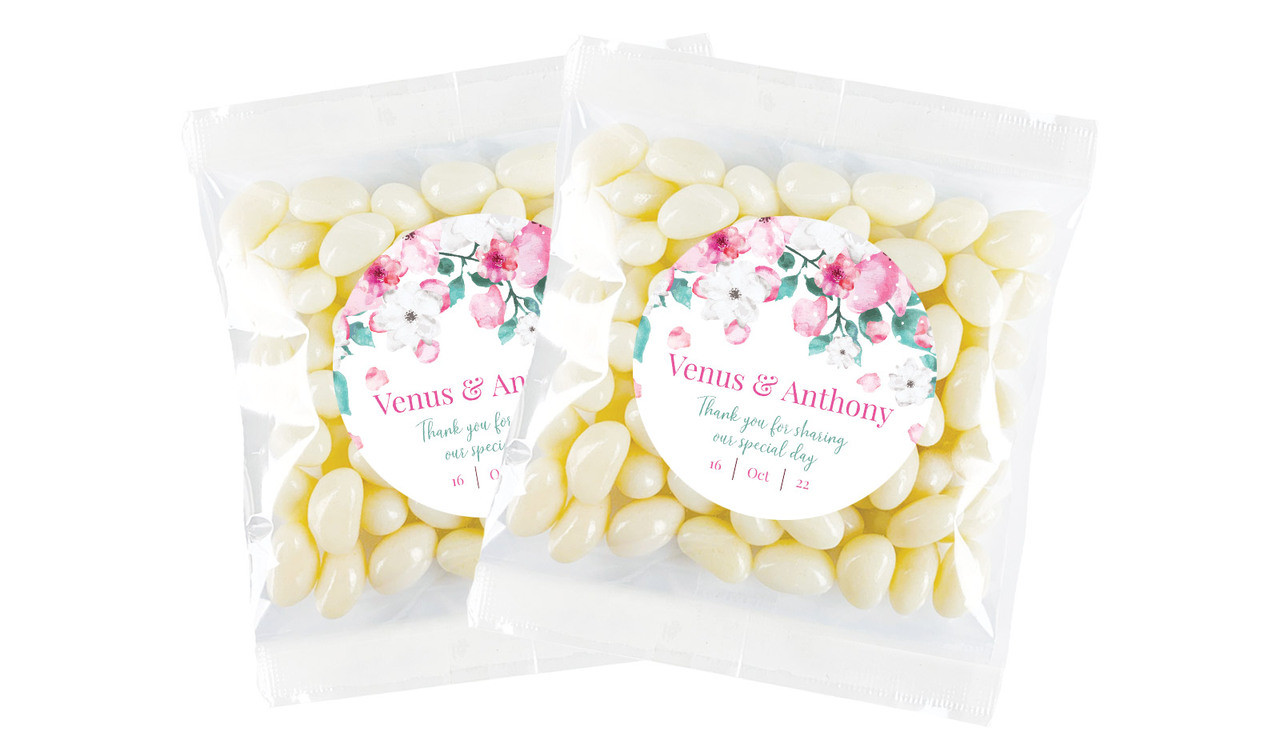 Falling Petals Personalised Jelly Bean Bag Favour