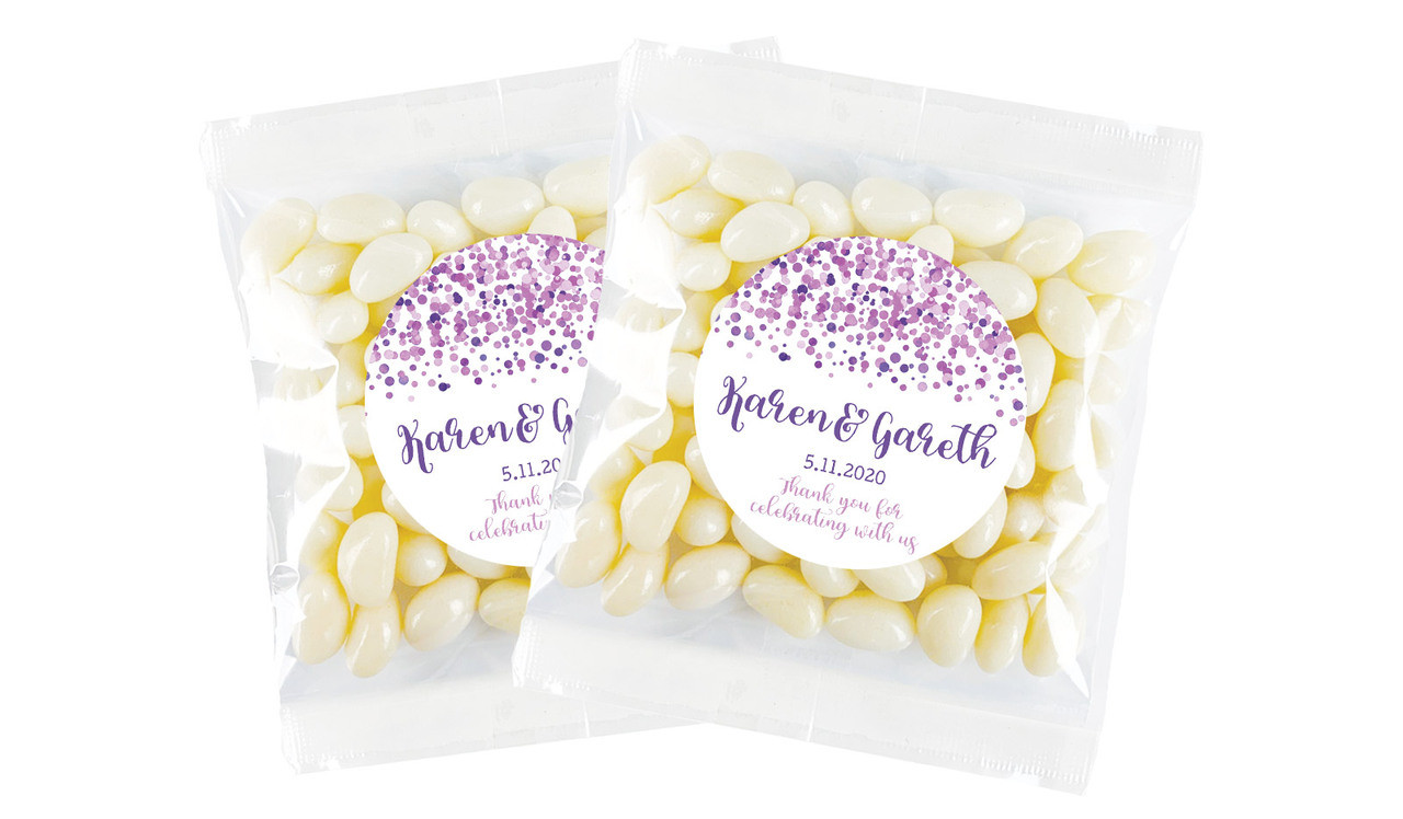 Confetti Purple Personalised Jelly Bean Bag Favour